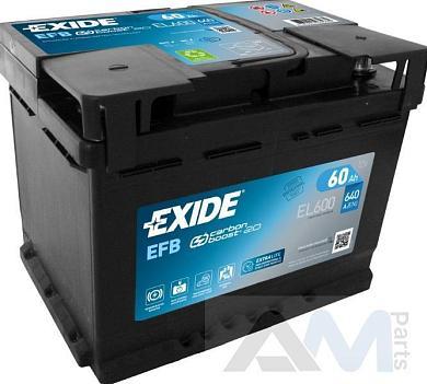 Аккумулятор (EFB) 60Ah/640A Octavia A7 (2017-2023) EXIDE (EL600)