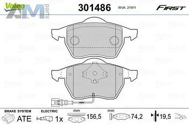 Передние тормозные колодки VALEO 301486  Volkswagen Golf IV (1997-2005)