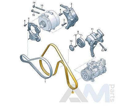 Ремень кондиционера 059260849F Audi Q7 (4M) 2019-2024 3.0TDI (45TDI) 231 л.с.