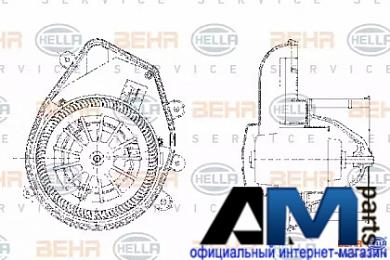Вентилятор отопителя Шкода Суперб I 8EW009159131 Behr-hella