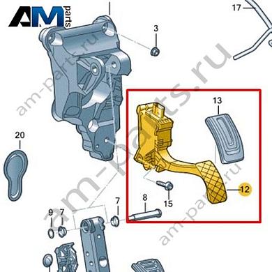 Педаль акселератора с электронным модулем VAG 1EB723503Купить педаль акселератора с электронным модулем 1EB723503 Фольксваген/Ауди/Шкода по минимальной цене