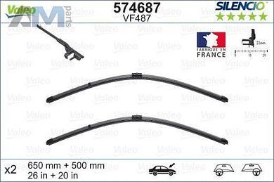 Комплект щеток стеклоочистителя (574687) VALEO на BMW X3 (F25) 2011-2017