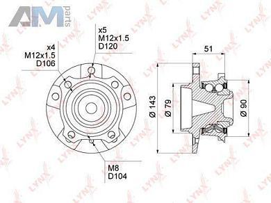 Ступица передняя в сборе с ABS LYNX для BMW 5 серия (E60 ) 2003-2009 WH-1039