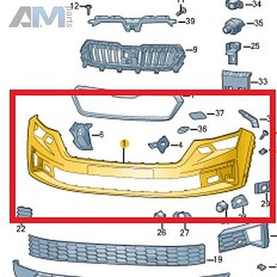 Облицовка переднего бампера Skoda Kamiq 2019-2024 565807217Купить облицовку переднего бампера 565807217 для Шкоды Кодиак 2017-2024- выгодные цены
