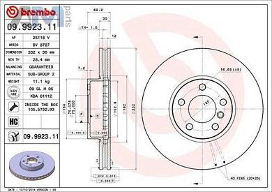 Передние тормозные диски 332X30 (09.9923.11) Brembo для BMW X5 (F15) 30d