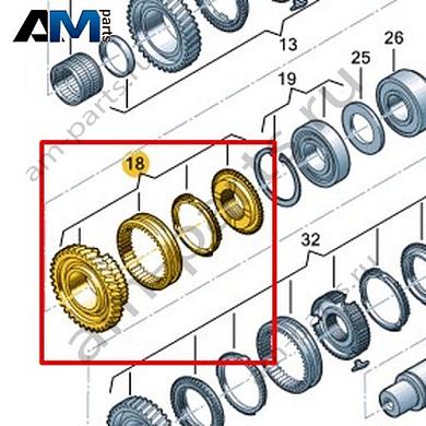 Ремкомплект синхронизатора с шестерней заднего хода VAG 0F6311191Купить ремкомплект синхронизатора с шестерней заднего хода 0F6311191 на Фольксваген/Ауди/Шкоду на выгодных условиях