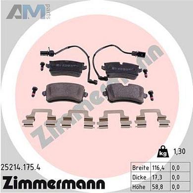 Задние тормозные колодки ZIMMERMANN 25214.175.4 на Audi A7 (4G) 2011-2018
