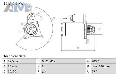 Стартер (0986021610) BOSCH Audi A6 (С6) 2004-2011