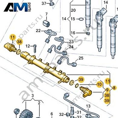 Топливная рампа VAG 03N130093AКупить топливную рампу 03N130093A для Фольксваген/Ауди/Шкода на выгодных условиях