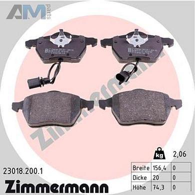 Передние тормозные колодки ZIMMERMANN 23018.200.1 для Audi A6 (С5) 1997-2004