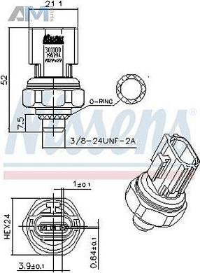 Датчик давления хладагента NISSENS (301101) для Audi A4 (B9) 2015-2020 2.0TDI