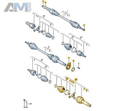 Внутренний ШРУС правый 6-МКП 7LA498104F  Volkswagen Multivan T6 (2019-2023)