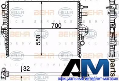 Радиатор охлаждающей жидкости Фольксваген Туарег 3.6 FSI (249/280 л.с.) 8MK376756341 Behr-hella