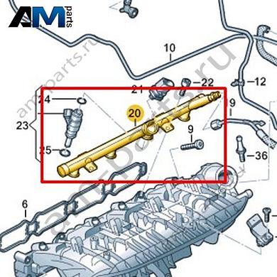 Топливная рампа VAG 06L133313AКупить топливную рампу 06L133313A Фольксваген/Ауди/Шкода- гарантия наличия