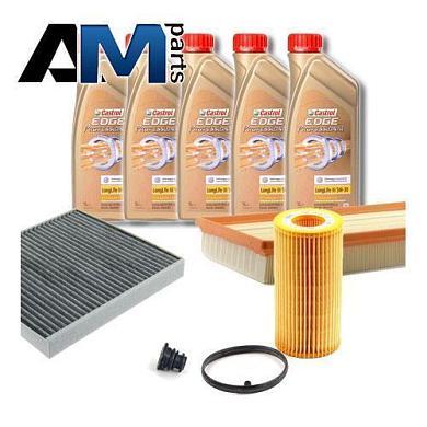 Комплект неоригинальных фильтров и моторное масло LL3 5W30 504/507 для ТО-1/3 Volkswagen Touran с 2015 г.в. 1.4 TFSI