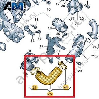 Труба наддувочного воздуха VAG 03N145762DКупить трубу наддувочного воздуха 03N145762D на Фольксваген/Ауди/Шкоду- минимальная цена