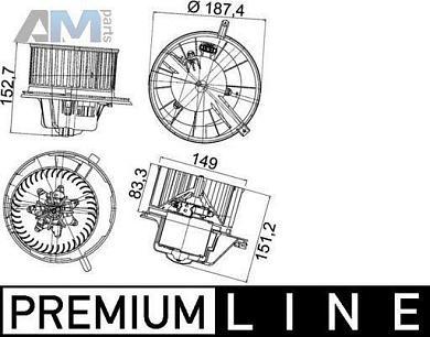 Вентилятор отопителя салона (AB148000P) MAHLE/KNECHT на Audi A3 (8P) 2003-2012