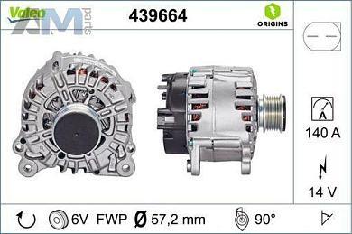 Генератор 140А (439664) VALEO для Audi A3 (8P) 2003-2012