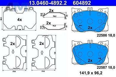 Передние тормозные колодки (13.0460-4892.2) ATE для Mercedes C-Class W205 C450