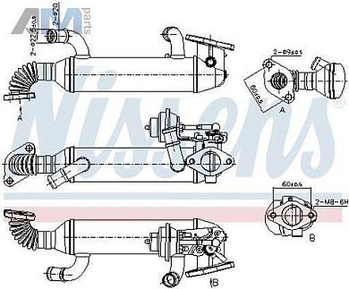 Радиатор рециркуляции ОГ NISSENS (989290) для Volkswagen Touareg I (2003-2010) 2.5TDI