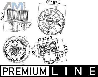 Вентилятор отопителя салона (AB149000P) MAHLE/KNECHT для Audi TT (8J) 2006-2014