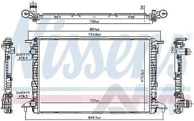 Радиатор охлаждения двигателя NISSENS (606573) Audi Q5 (FY) 2020-2026 2.0TFSI