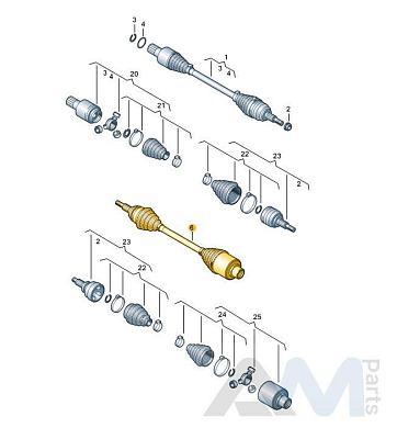 Приводной вал со ШРУСами правый для Volkswagen Caravelle T6 7LA407272J