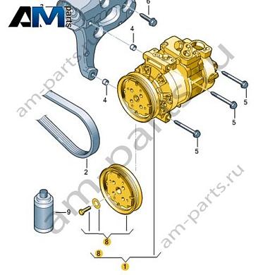 Компрессор климатической установки (кондиционера) VAG 1K0820808HКупить компрессор климатической установки (кондиционера) 1K0820808H Фольксваген/Ауди/Шкода на выгодных условиях