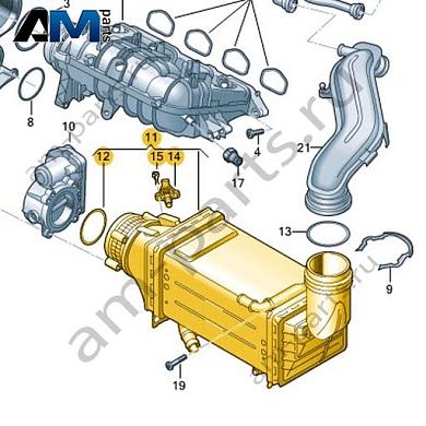 Промежуточный охладитель наддува воздуха VAG 04E145785LКупить промежуточный охладитель наддува воздуха 04E145785L на Фольксваген/Ауди/Шкоду- спец. Цена