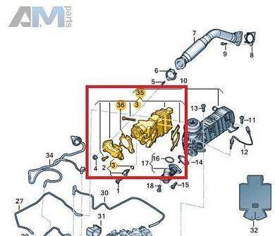 Ремкомплект системы рециркуляции ОГ 059198149E Audi Q7 (4M) 2019-2024 3.0TDI (45TDI) 231 л.с.