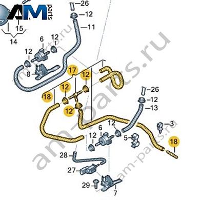 Соединительный шланг VAG 07L133240NКупить соединительный шланг 07L133240N для Фольксваген/Ауди/Шкода- выгодные цены