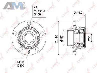 Ступица задняя в сборе с ABS LYNX для Polo Sedan WH-1219