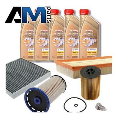 Комплект неоригинальных фильтров и моторное масло LL3 5W30 504/507 для ТО-2/4 Volkswagen Touran 1.6 TDI