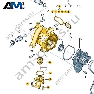 Термостат VAG 06H121111RКупить термостат 06H121111R Фольксваген/Ауди/Шкода- спец. Цена