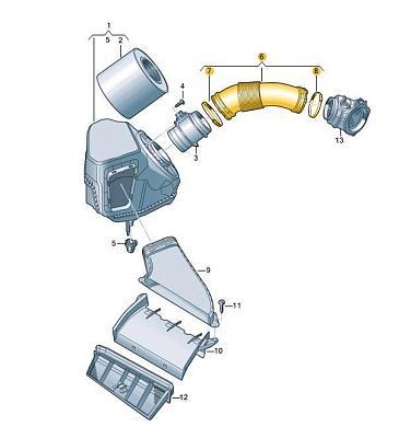 Шланг забора воздуха Ауди А6 (C8) 2018-2025 2.0TFSI 06L129616C