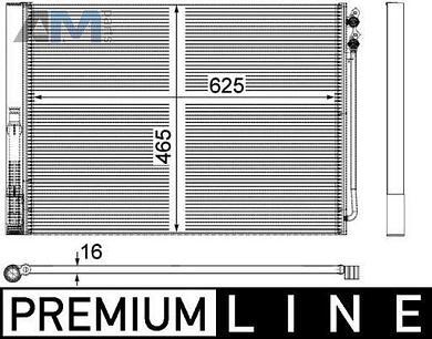 Радиатор кондиционера (MAHLE/KNECHT) AC567000P для BMW 5 серия (F10) 2011-2013 520d B47
