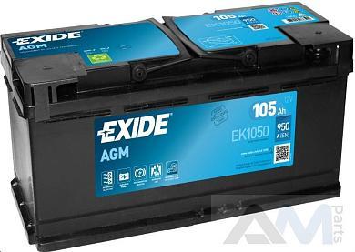 Аккумулятор (AGM) 105Ah/950A Audi A4 (B8) 2008-2012 EXIDE (EK1050)