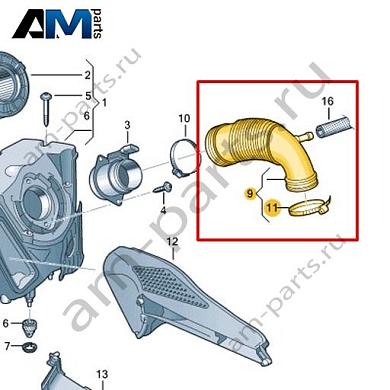 Шланг забора воздуха VAG 04E129629Купить шланг забора воздуха 04E129629 Фольксваген/Ауди/Шкода- акция