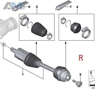 Приводной вал Правый 31605A01E84 для BMW 5 Серии (G30) 2017-2023