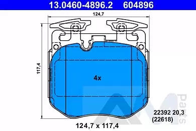 Передние тормозные колодки (13.0460-4896.2) ATE для BMW 7 Серии (G11) тормоза серии М