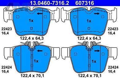 Задние тормозные колодки (13.0460-7316.2) ATE для Mercedes GLC X253 300