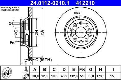 Задние тормозные диски ATE 24.0112-0210.1 на Audi Q3 (F3)
