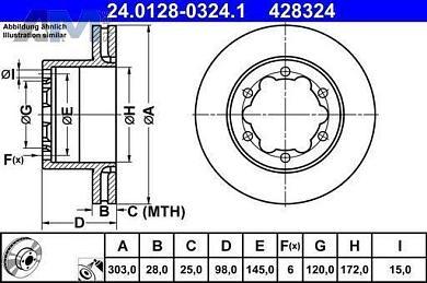 Задние тормозные диски (24.0128-0324.1) ATE на Volkswagen Crafter (2017-2024) диски (300х28)