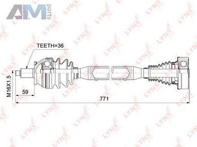 Привод в сборе правая LYNX для Audi A1 (8X) 2011-2018 CD-1025