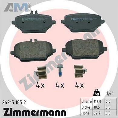 Задние тормозные колодки (26215.185.2) Zimmermann на Mercedes GLE V167 300d