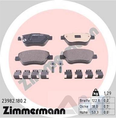 Тормозные колодки передние (для R16) ZIMMERMANN (26268.180.2) Volkswagen Caravelle T6