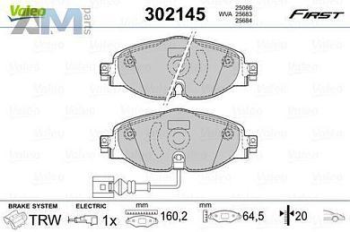 Передние тормозные колодки VALEO 302145  Volkswagen Taos (2020-2023)