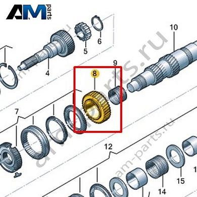 Свободно вращающаяся шестерня VAG 0F6311129Купить свободно вращающуюся шестерню 0F6311129 на Фольксваген/Ауди/Шкоду- минимальная цена