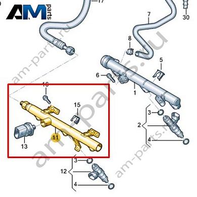 Топливная рампа VAG 04C133317AAКупить топливную рампу 04C133317AA на Фольксваген/Ауди/Шкоду- спец. Цена