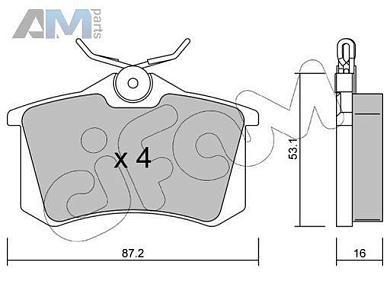 Задние тормозные колодки CIFAM 8221002 Audi A4 (B6) 2001-2005
